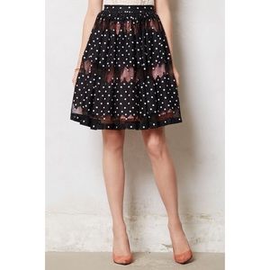 Anthro Tracy Reese 50’s Pink Retro Polka Dot Full Circle Swing Mini Poodle Skirt